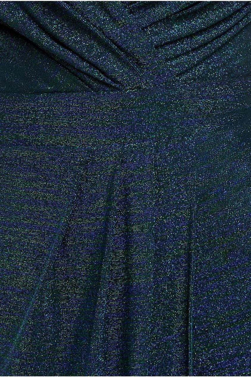 Front Wrap Lurex Bodycon Maxi Dress - Emerald Green DR4657