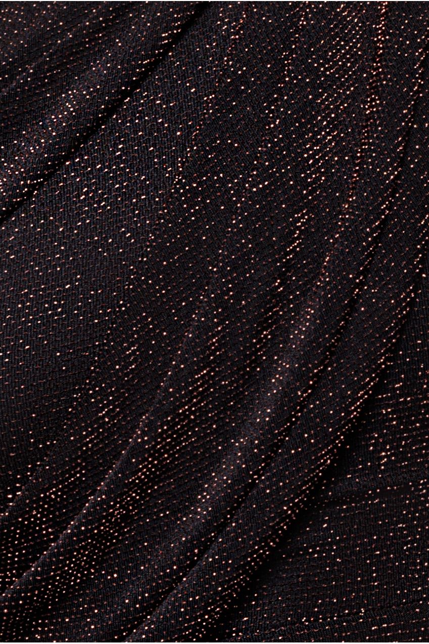 Off The Shoulder Gathered Panel Sparkle Lurex Maxi Dress - Black Rose DR4675