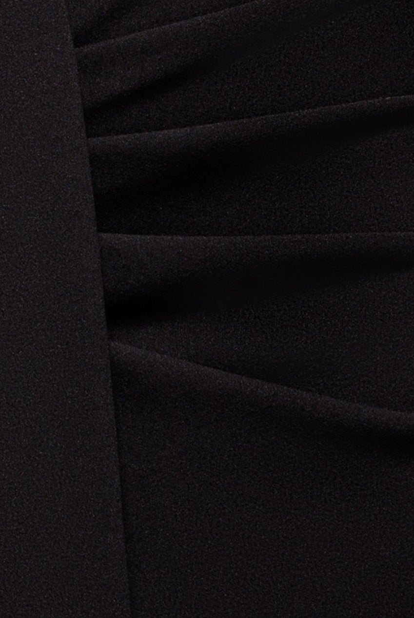 Lace High Neck Sheer Bodice Long Sleeve Maxi Dress - Black DR4677