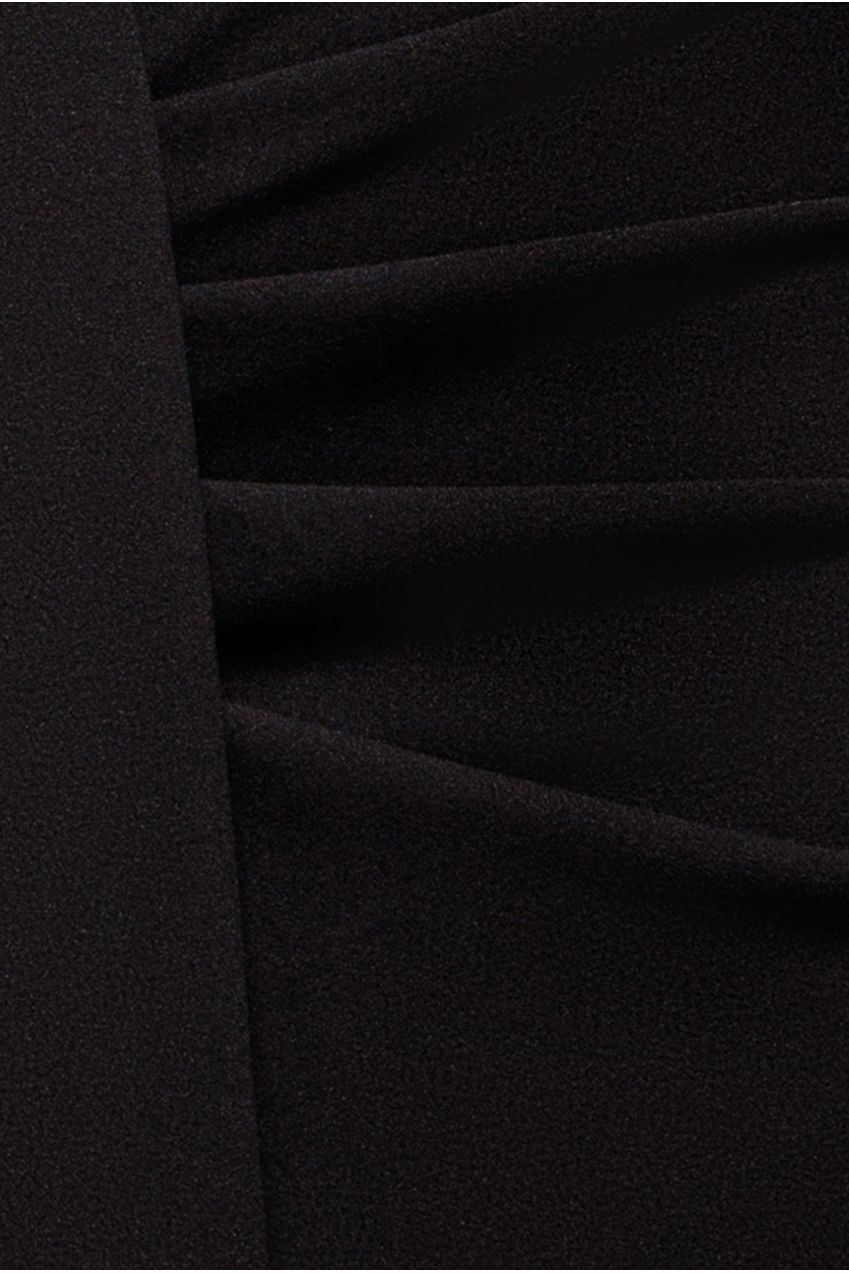 Lace High Neck Sheer Bodice Long Sleeve Maxi Dress - Black DR4677