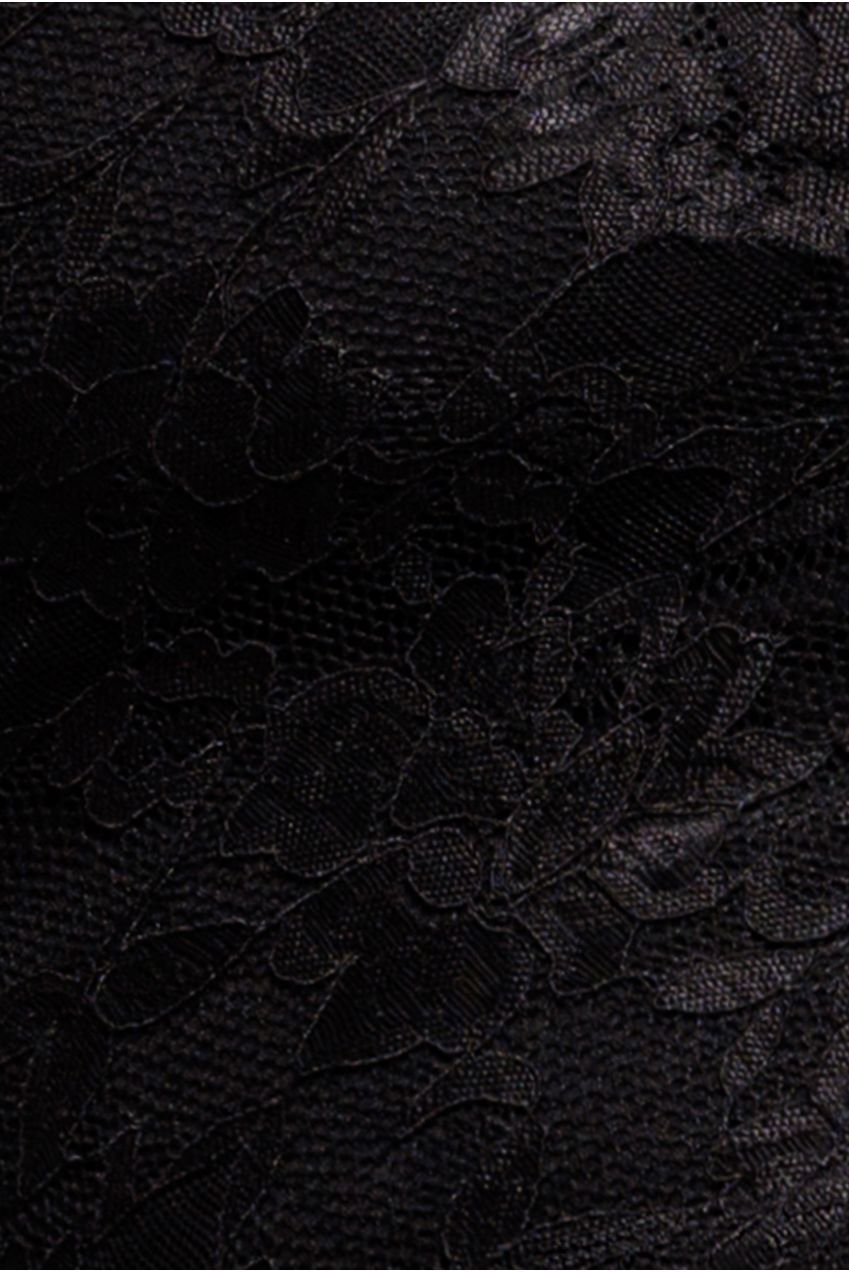 Scalloped Lace Bodice Long Sleeve Bardot Maxi Dress - Black DR4678M