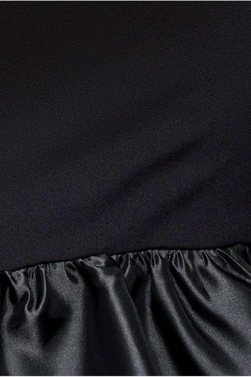 Boat Neck Satin & Scuba Crepe Tiered Maxi Dress - Black DR4682M