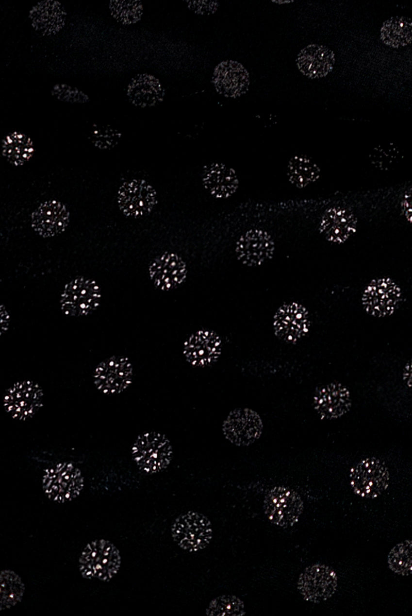 Glitter Velvet Cowl Neck Sheath Midi Dress - Black DR4691