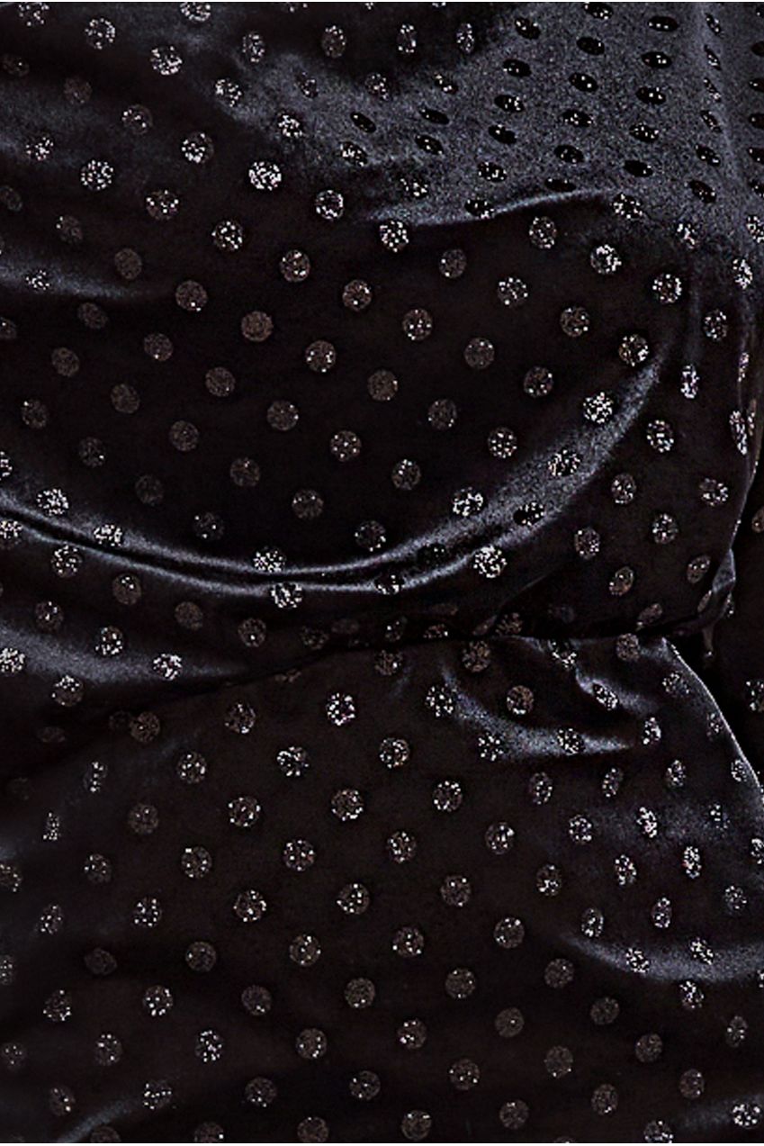 Glitter Velvet Cowl Neck Sheath Midi Dress - Black DR4691