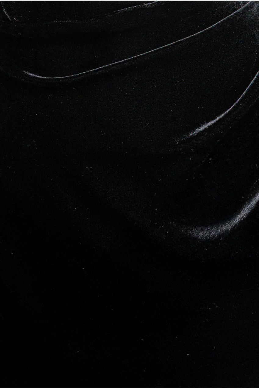 Off The Shoulder Deep Plunge Velvet Maxi Dress - Black DR4692M