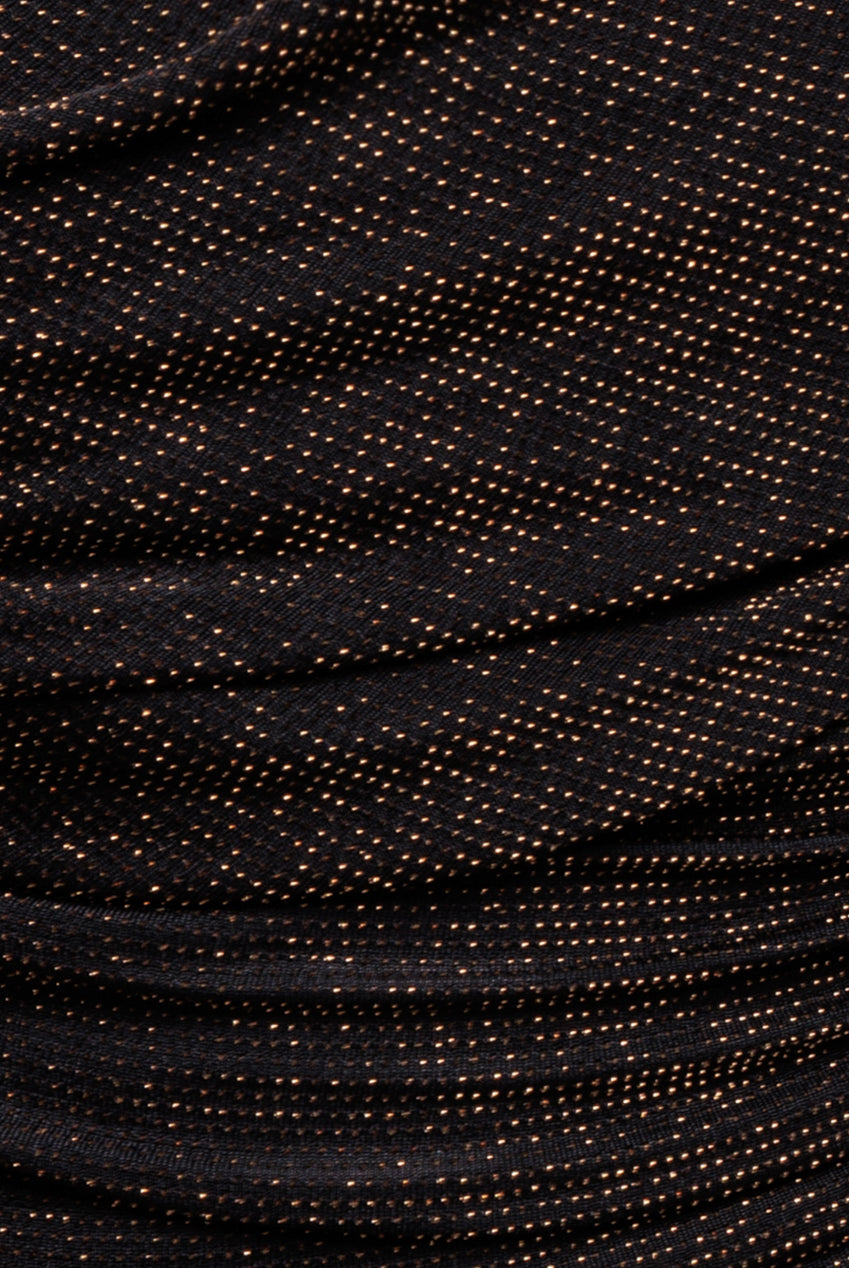 Sparkle Lurex Cowl Neck Off The Shoulder Maxi Dress - Black Gold DR4699