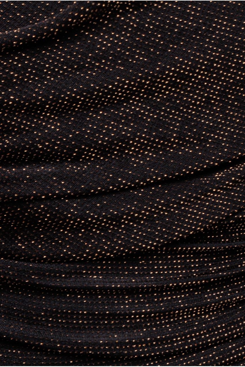 Sparkle Lurex Cowl Neck Off The Shoulder Maxi Dress - Black Gold DR4699