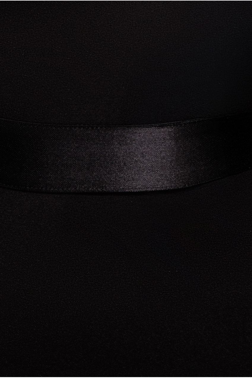 Dobby Mesh Feather Sleeve Evening Maxi Dress - Black DR4703