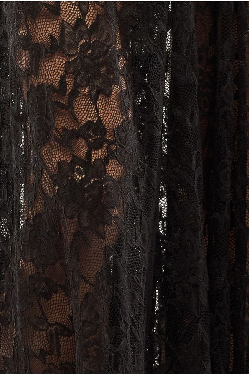 Boatneck Mini With Lace A-Line Skirt & Gloves - Black LOOK13