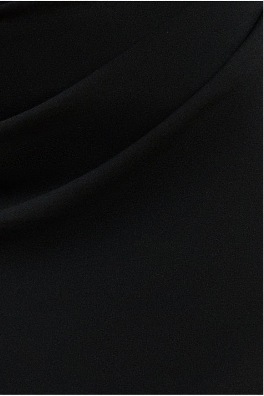 Contrast Off Shoulder Back Satin Bow Scuba Maxi Dress - Black Cream DR4708CONTRAST