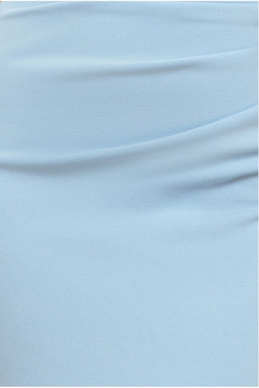 Off Shoulder Back Satin Bow Scuba Maxi Dress - Light Blue DR4708