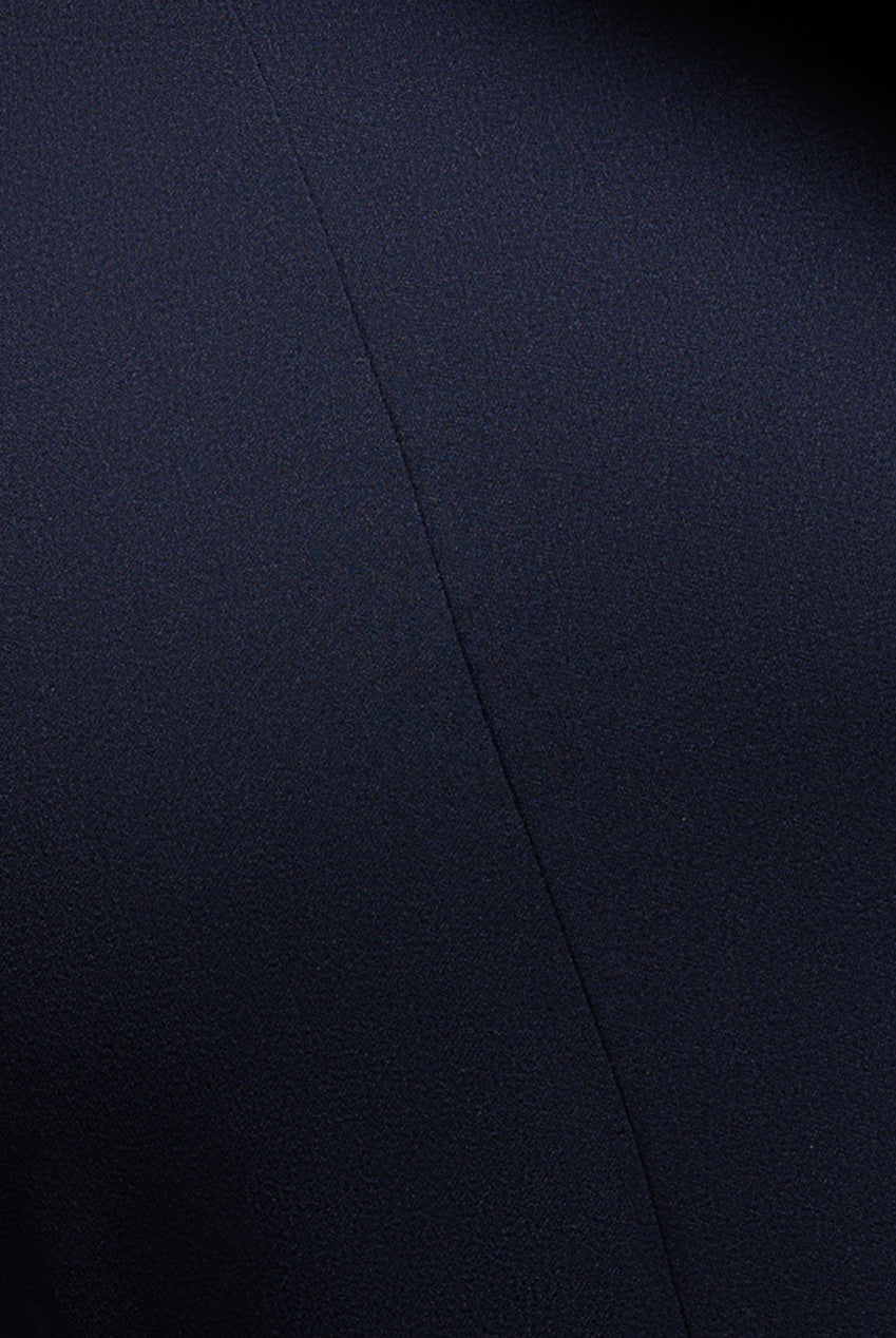 Off Shoulder Back Satin Bow Scuba Maxi Dress - Navy Blue DR4708