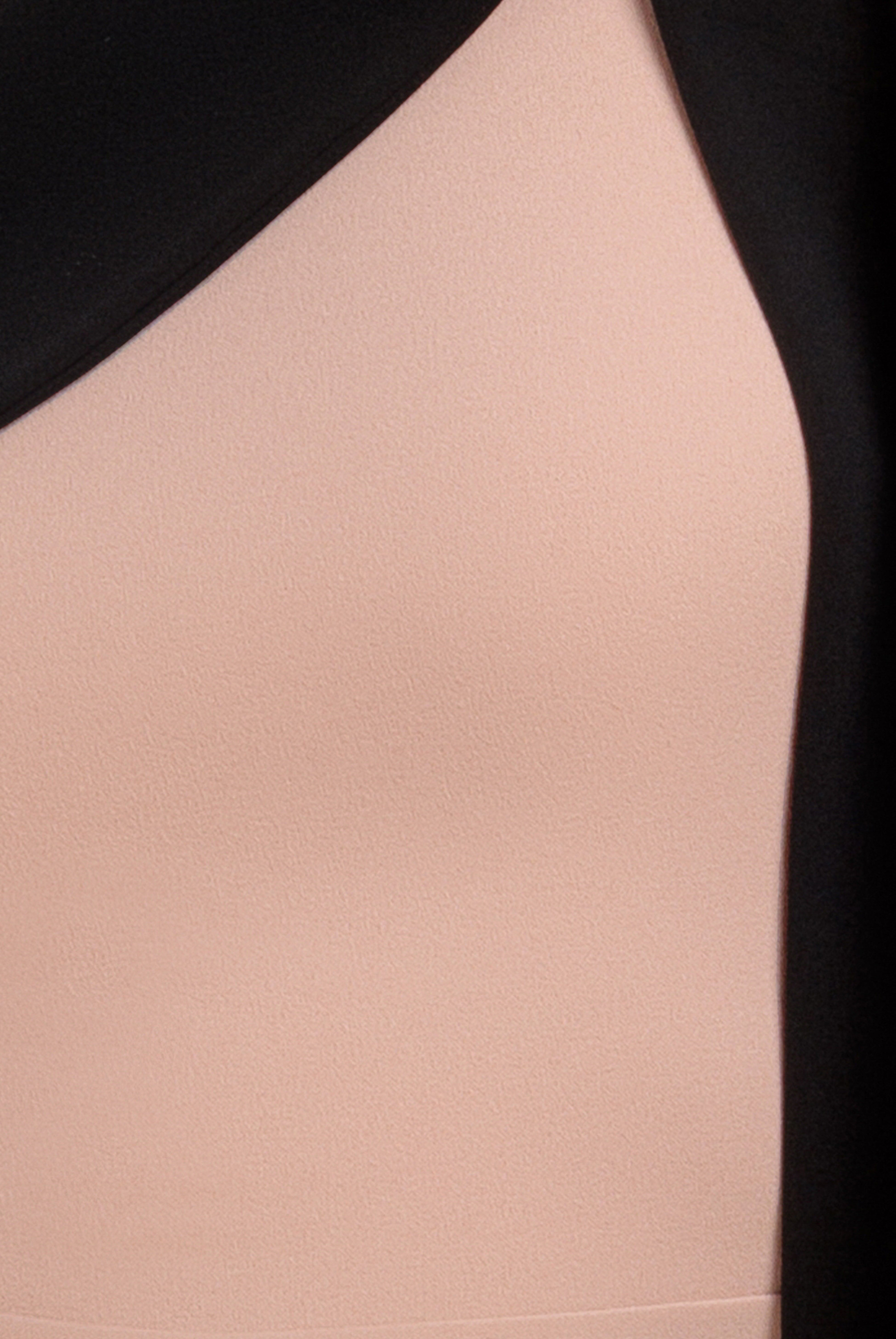 One Shoulder Contrast Bow Maxi Dress - Nude Black DR4717