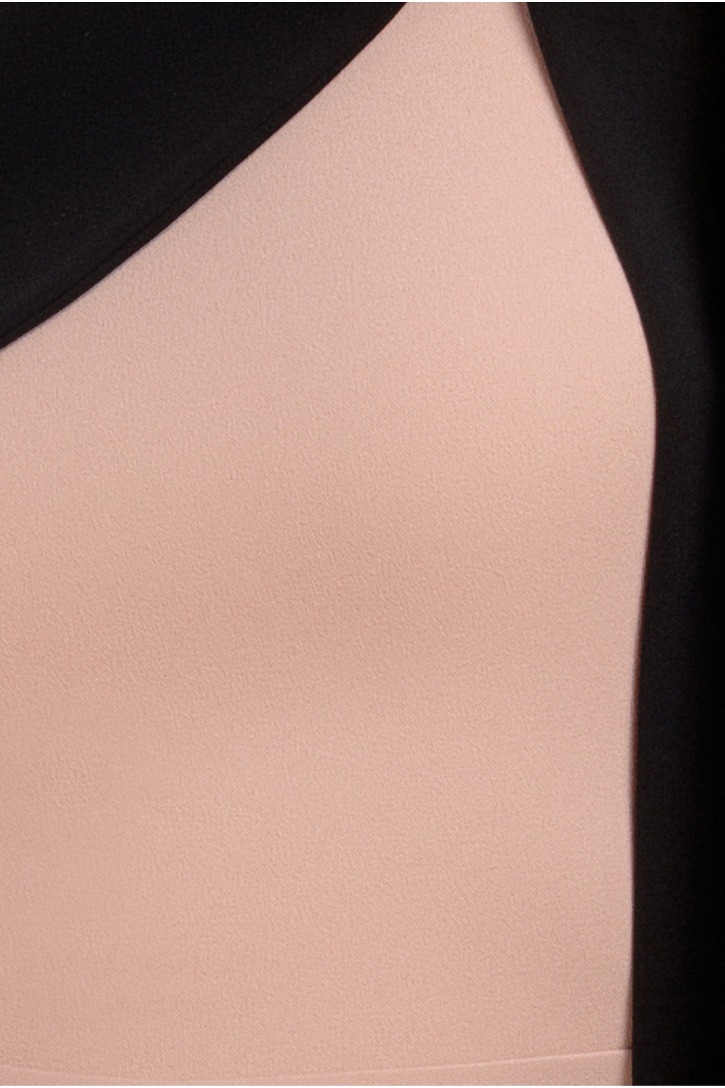 One Shoulder Contrast Bow Maxi Dress - Nude Black DR4717