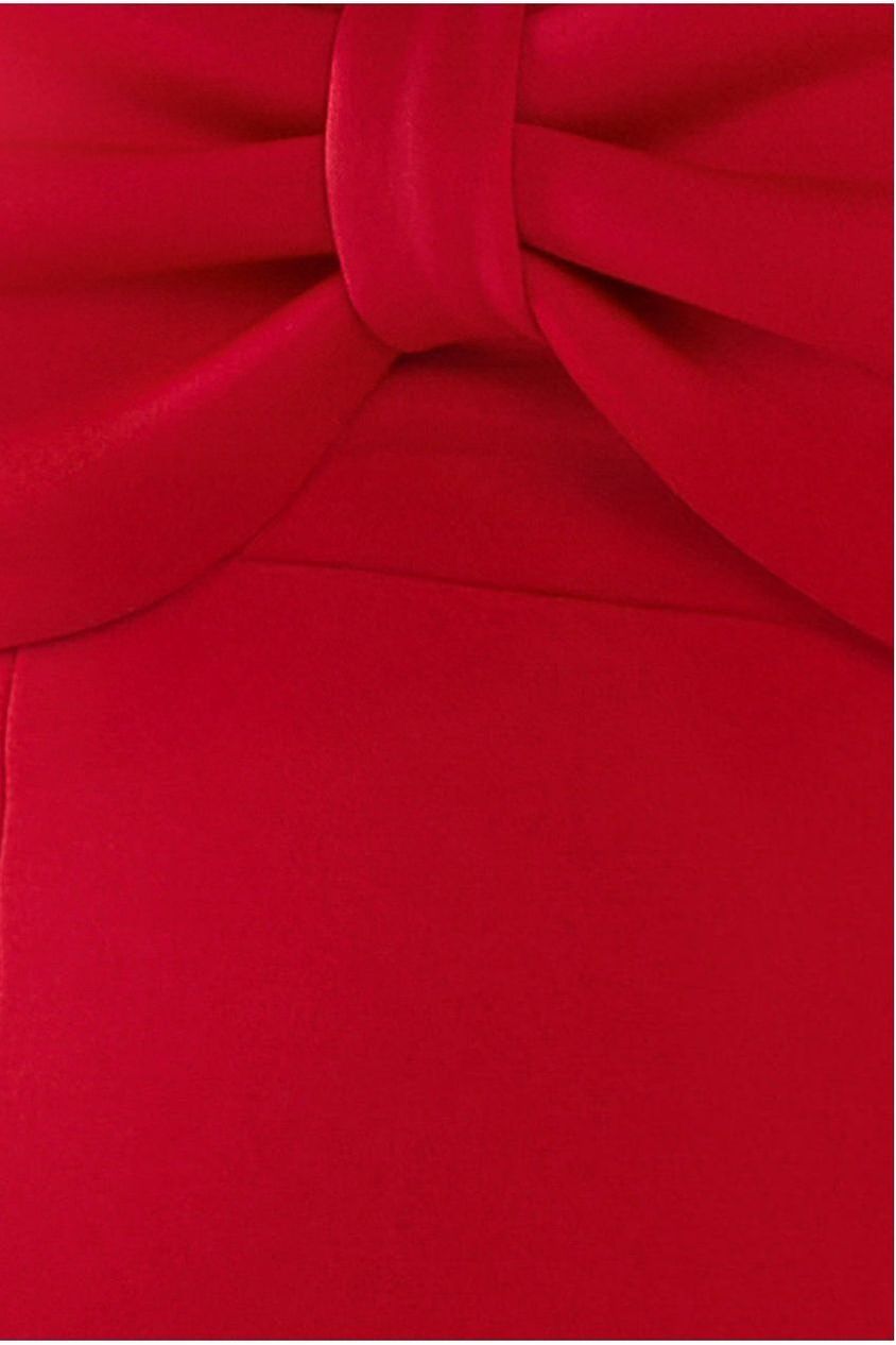 Bow Off The Shoulder A Line Midi Dress - Red DR4730