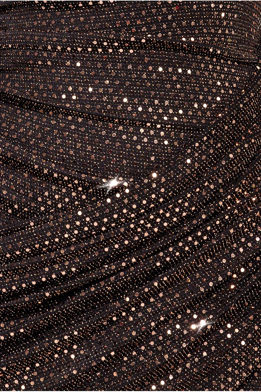 Cowl Neck Sequin Glitter Lurex Mini Dress - Rose Gold DR4741
