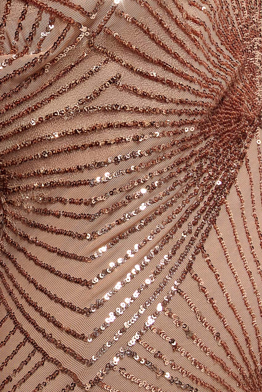 Sequin Starburst Cape Sleeve Mini Dress - Champagne DR4748