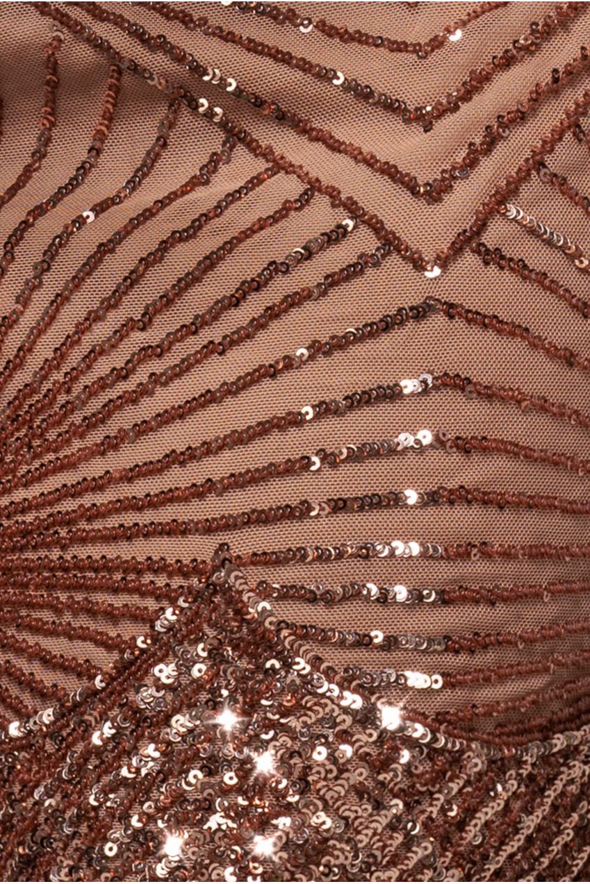 Sequin Starburst Cape Sleeve Mini Dress - Champagne DR4748