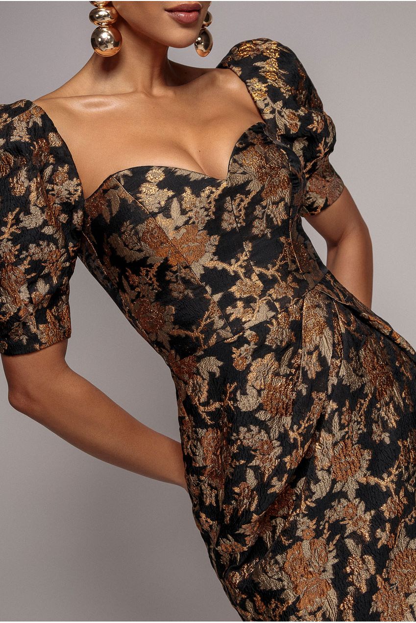 Puff Sleeve Sweetheart Mini Dress - Black DR4758