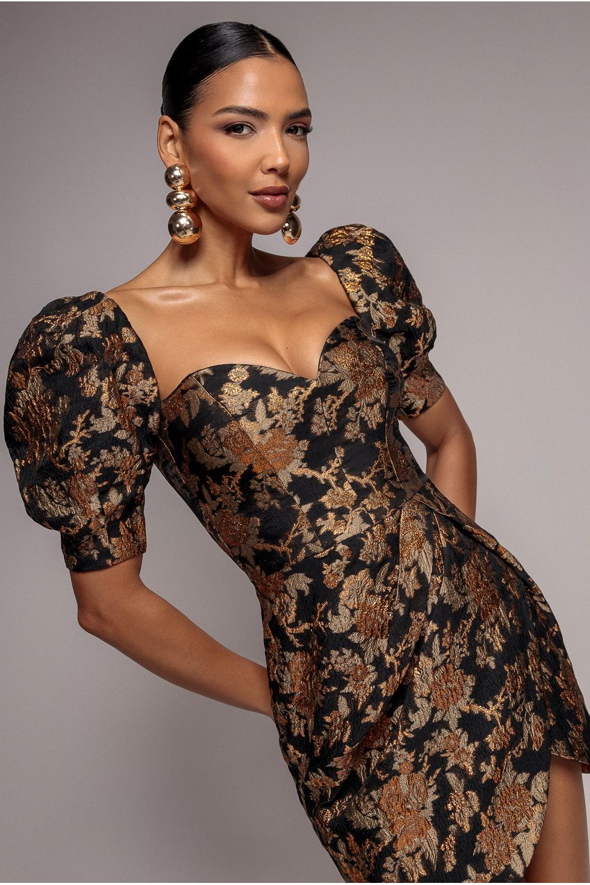 Puff Sleeve Sweetheart Mini Dress - Black DR4758