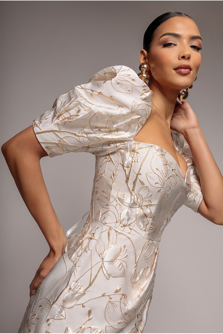 Puff Sleeve Sweetheart Mini Dress - Cream DR4758