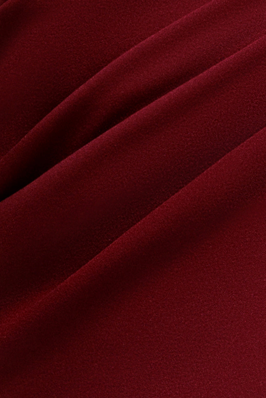 Petal Bow Sleeve Frill Maxi Dress - Wine DR4767