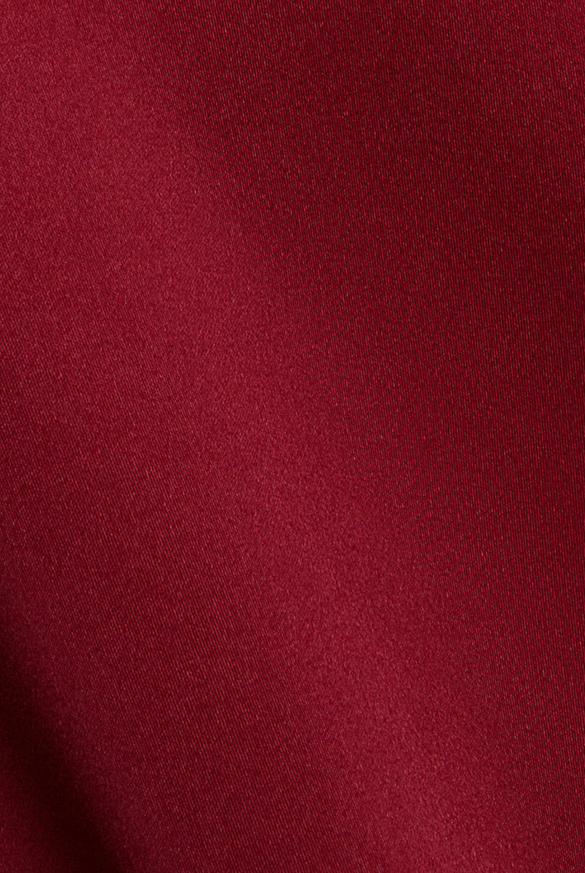 Contrast Organza Frill Bow Back Halter Midi Dress - Burgundy Black DR4770
