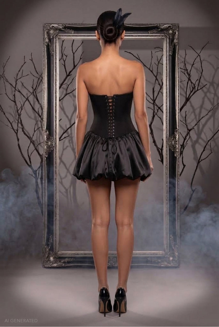 Boobtube Corset Mini Black Swan Inspired Halloween Costume - Black DR4771-HAL