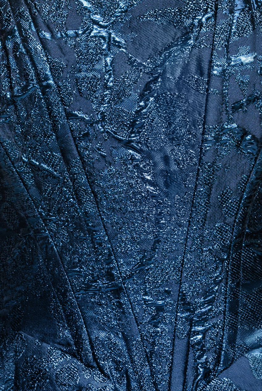 Corset Balloon Skirt Lace Up Back Mini Dress - Navy Blue DR4778