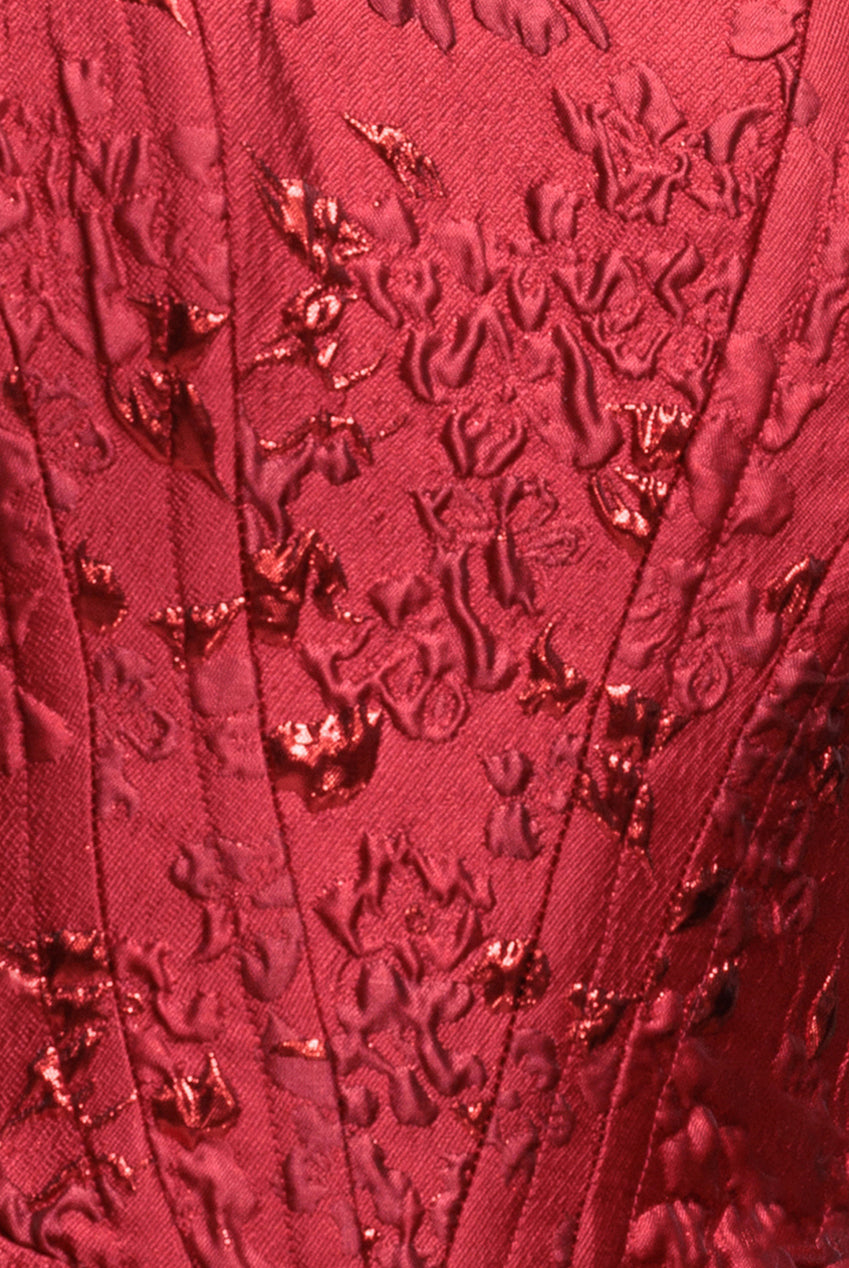 Corset Balloon Skirt Lace Up Back Mini Dress - Red DR4778