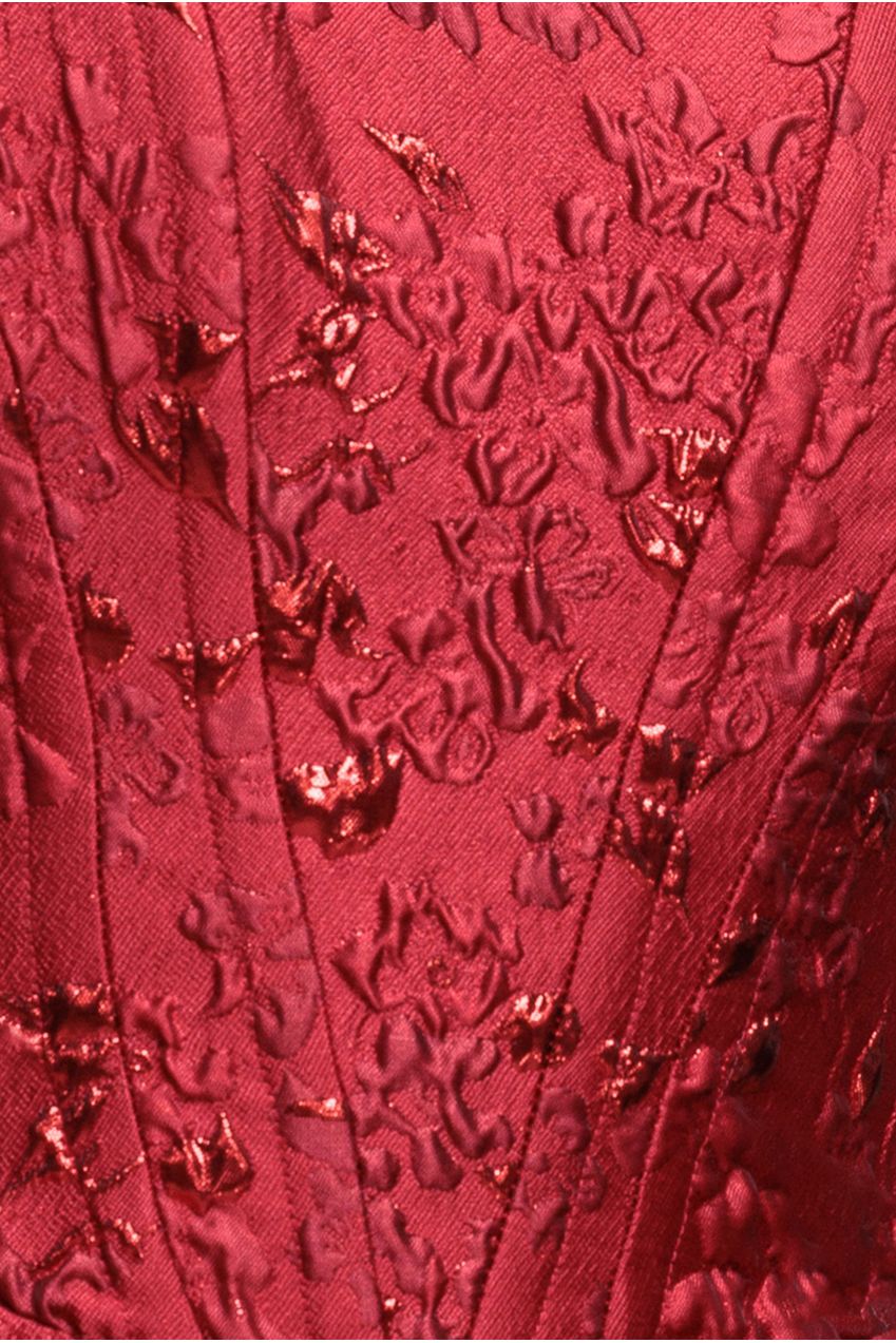 Corset Balloon Skirt Lace Up Back Mini Dress - Red DR4778