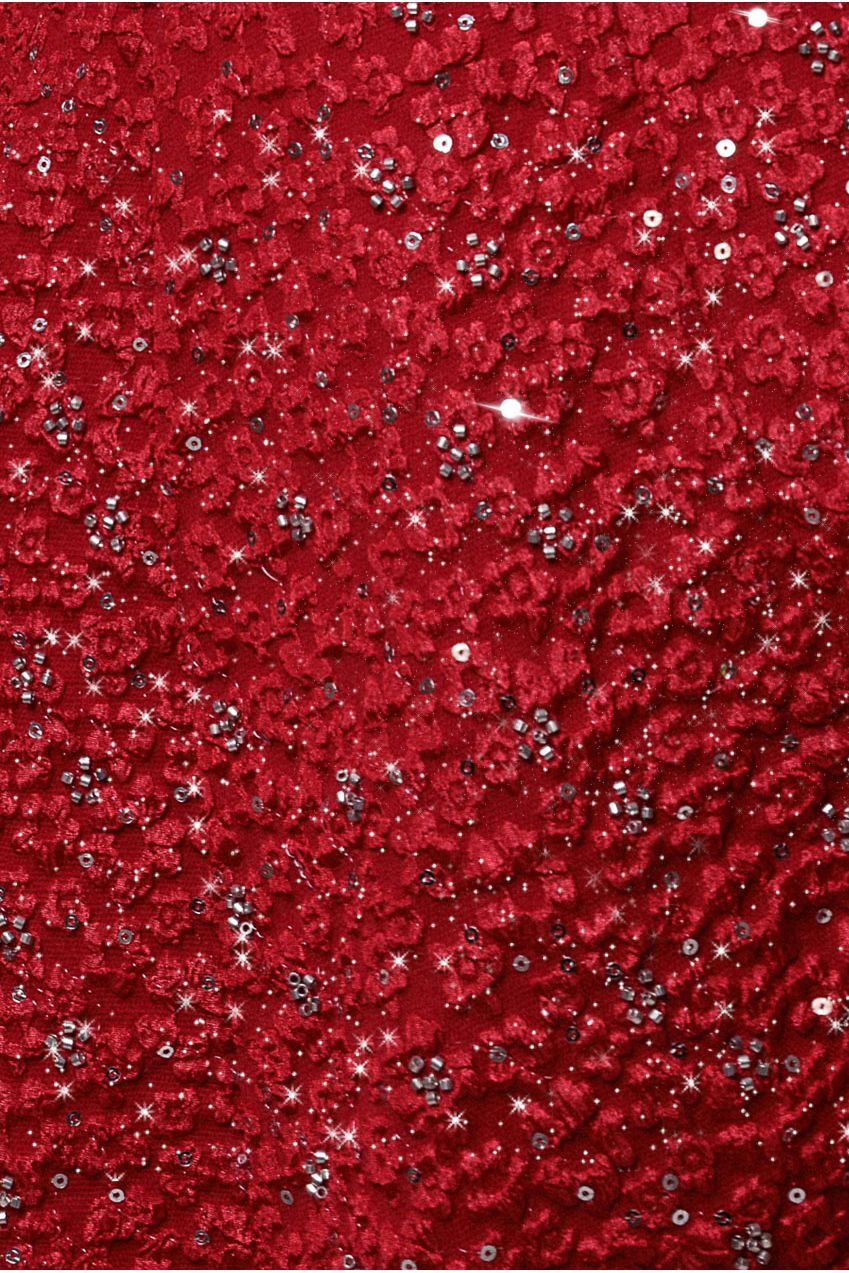 Bead Embellished Jacquard Skater Mini Dress - Red DR4785