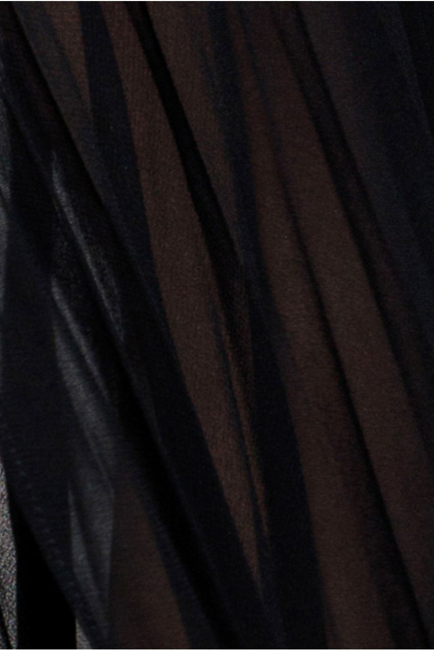 Strapless Mini Dress With Pleated Chiffon Cape - Black DR4789