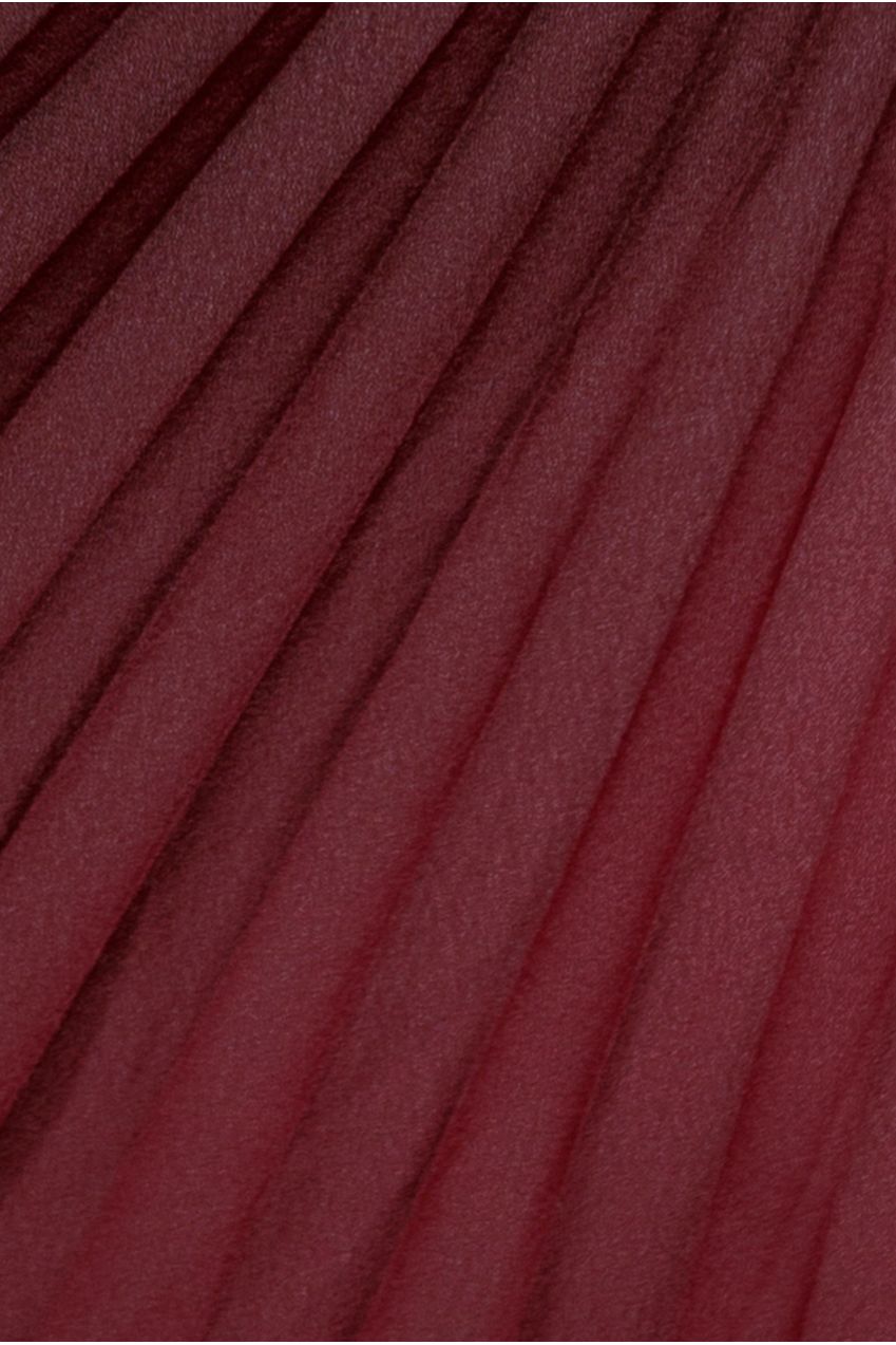 Strapless Mini Dress With Pleated Chiffon Cape - Burgundy DR4789