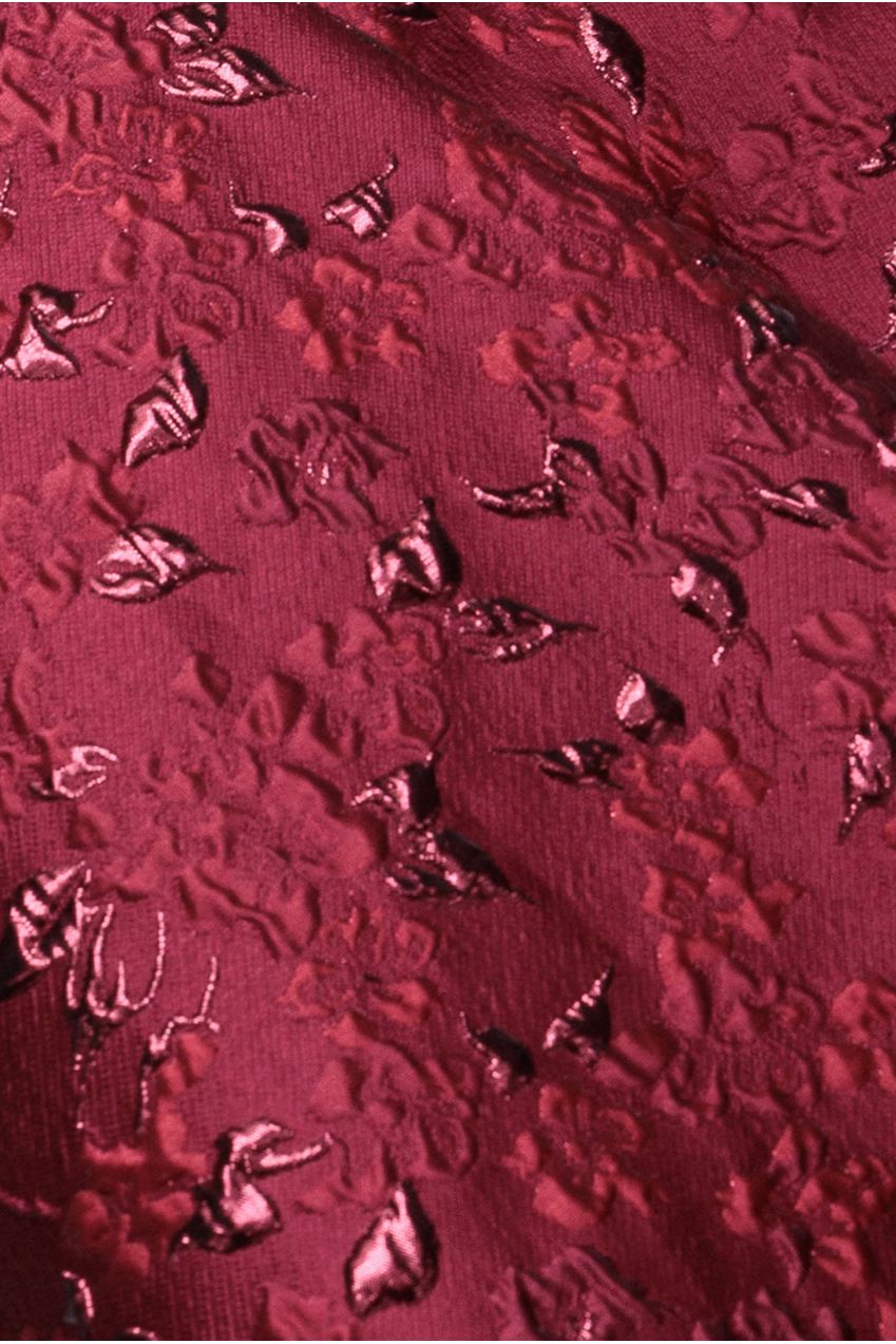 Lace Up Jacquard Midi Dress With Organza Wings - Burgundy Red DR4791M