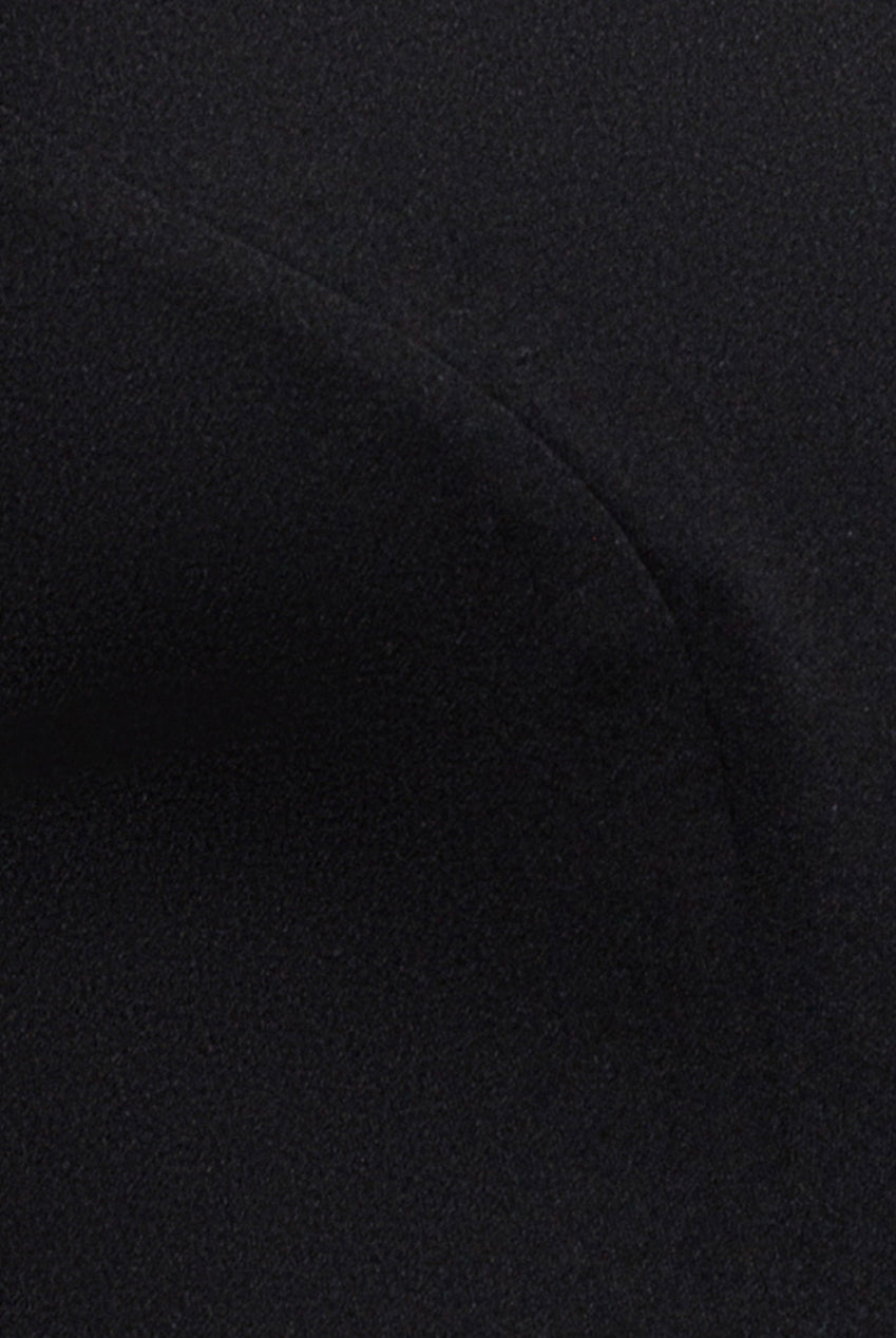 Plunging Neck Pleated Sleeve Scuba Mini Dress - Black DR4798