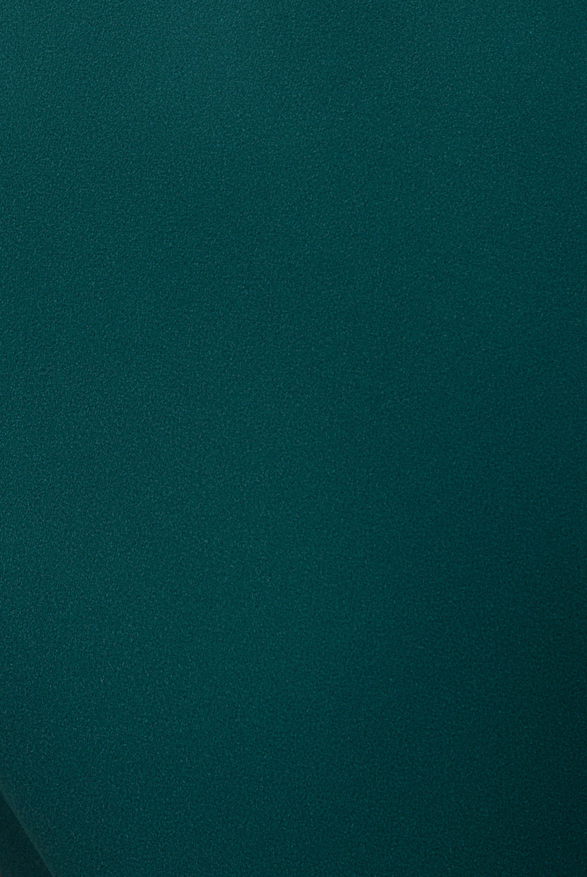 Plunging Neck Pleated Sleeve Scuba Mini Dress - Emerald Green DR4798