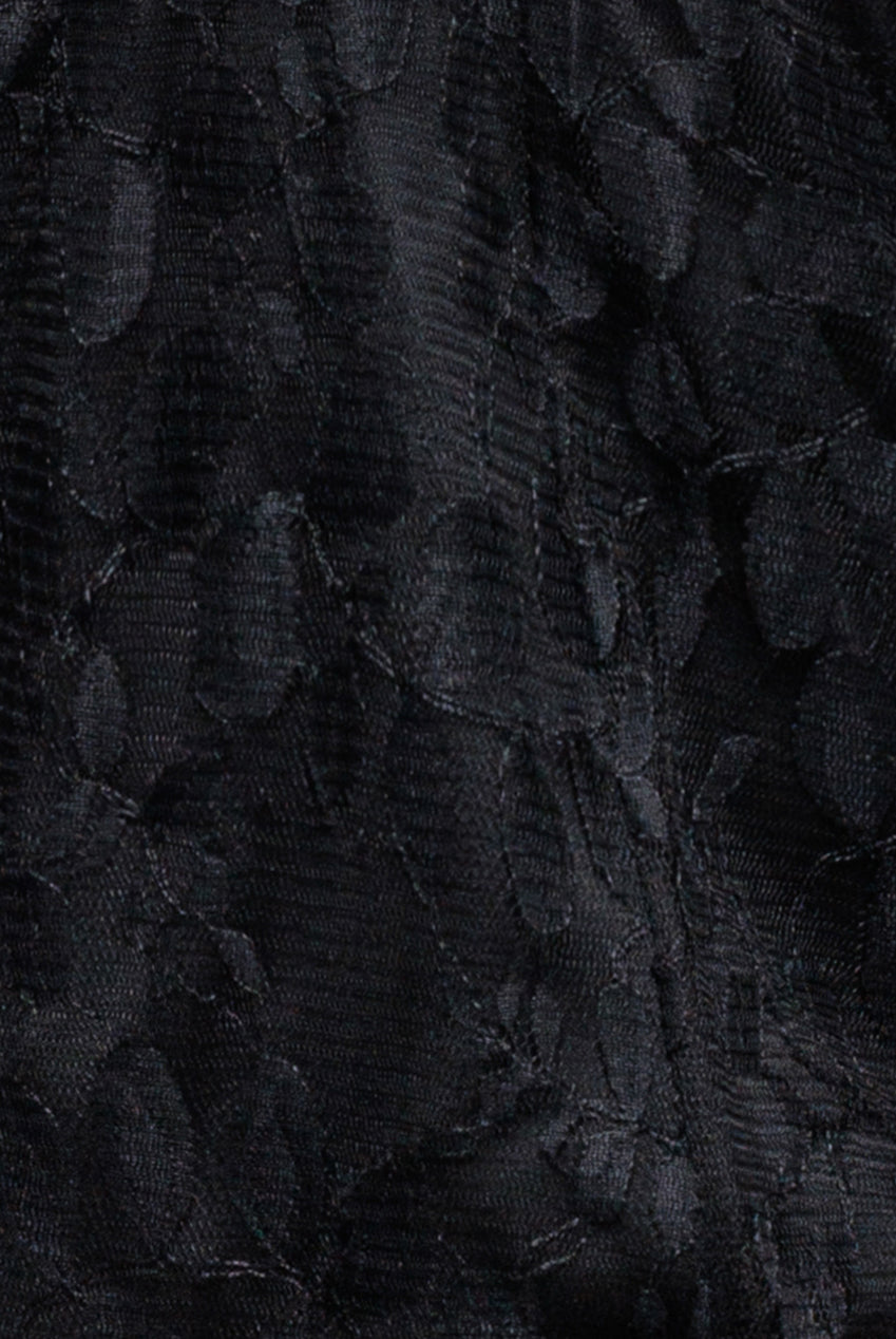 Lace Long Sleeve Shirred Waist Maxi Dress - Black DR4805PLUS