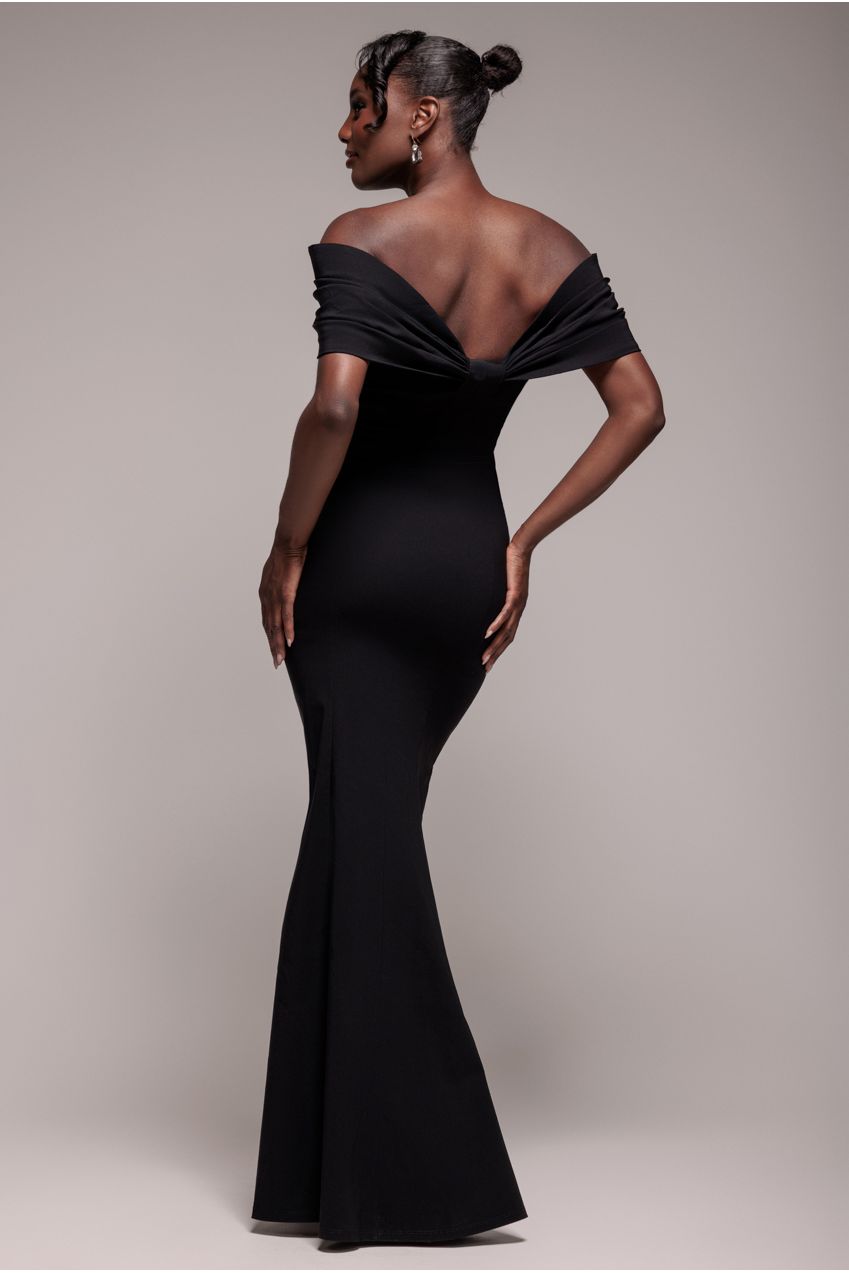 Bardot Bow Neck Maxi Dress - Black DR4809