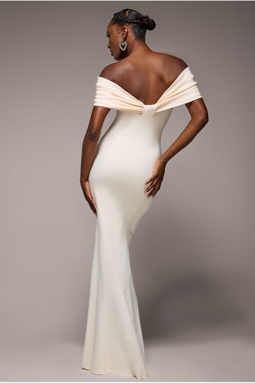 Bardot Bow Neck Maxi Dress - Cream DR4809