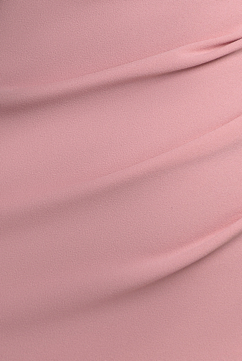 Organza Bow One Shoulder Scuba Crepe Maxi Dress - Blush Pink DR4812