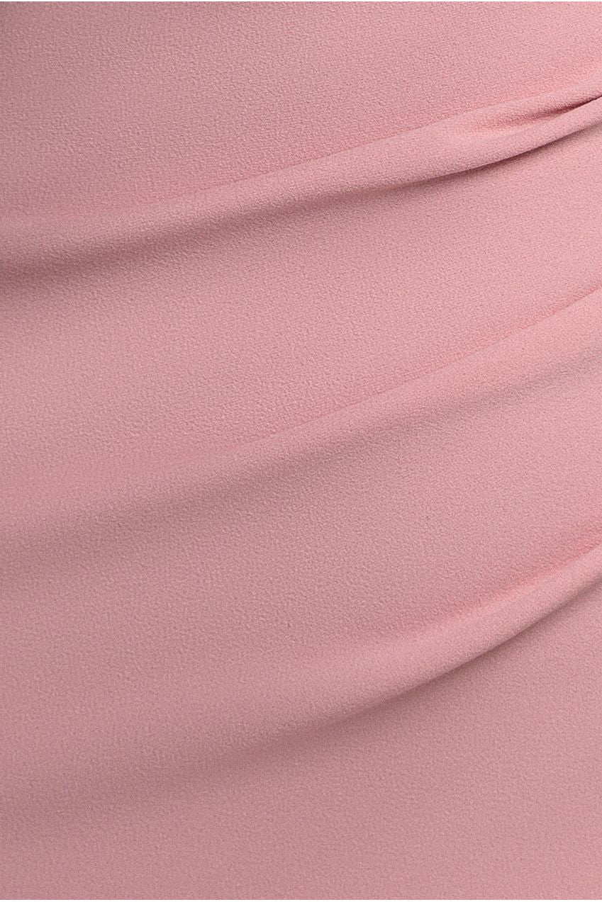 Organza Bow One Shoulder Scuba Crepe Maxi Dress - Blush Pink DR4812
