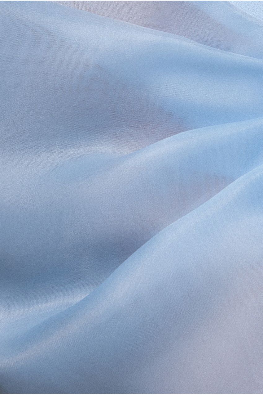 Organza Bow One Shoulder Scuba Crepe Maxi Dress - Powder Blue DR4812