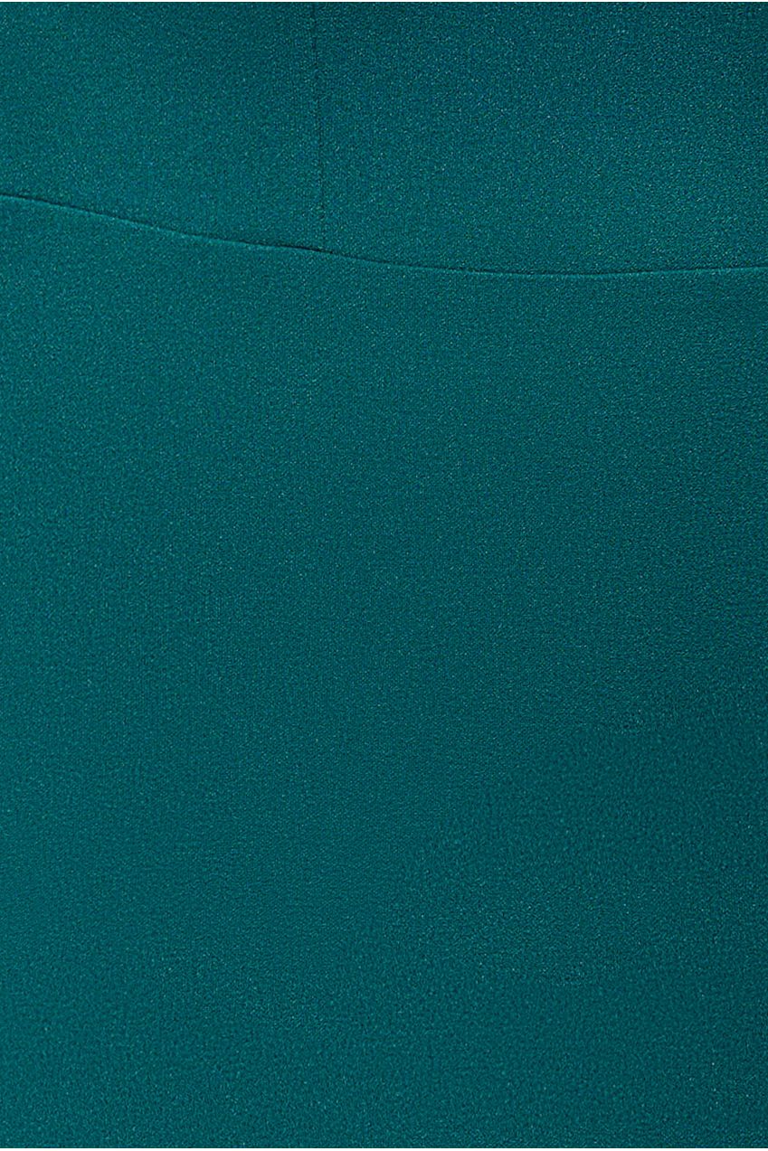 Plunging Neck Pleated Sleeves Scuba Maxi Dress - Emerald Green DR4820