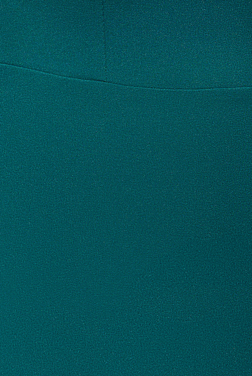 Plunging Neck Pleated Sleeves Scuba Maxi Dress - Emerald Green DR4820M