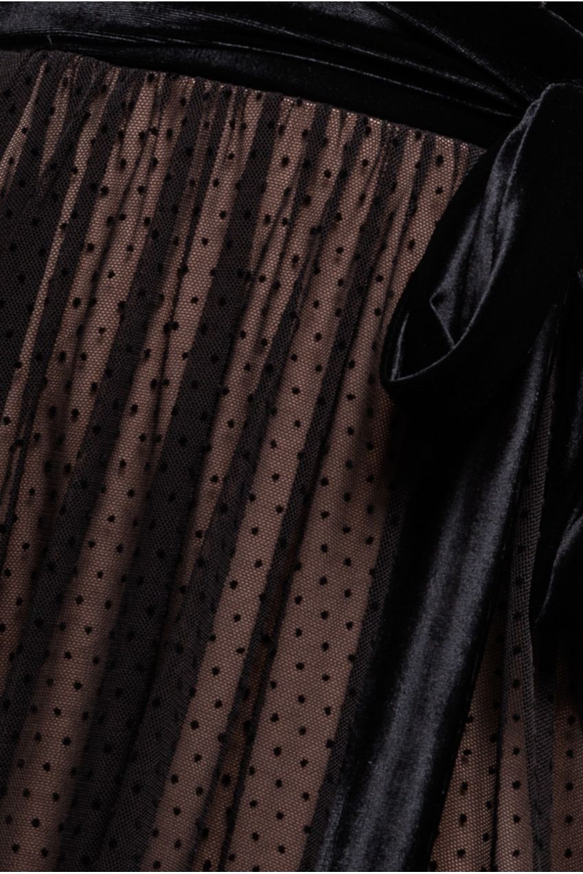 Velvet Bardot Dobby Mesh A Line Maxi Dress - Black DR4827