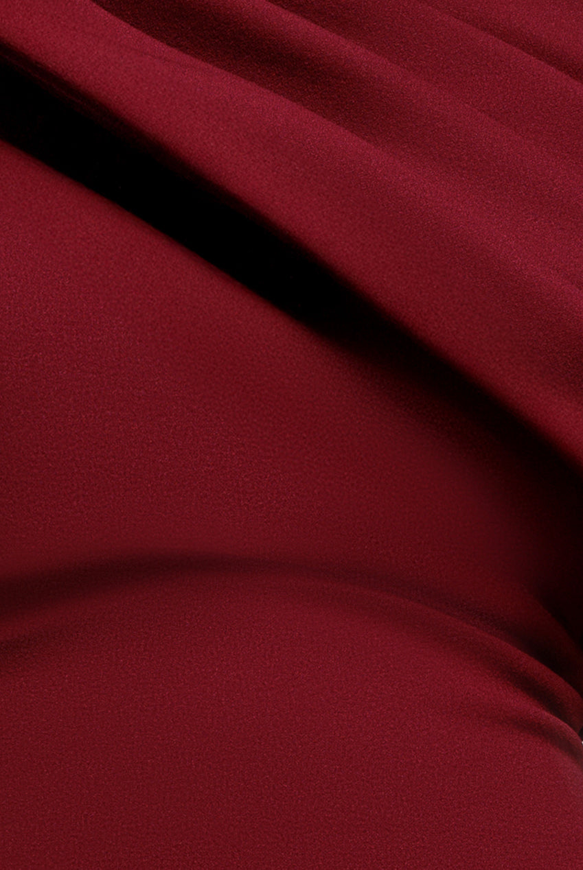 Sash One Shoulder Bardot Maxi Dress - Wine DR4830