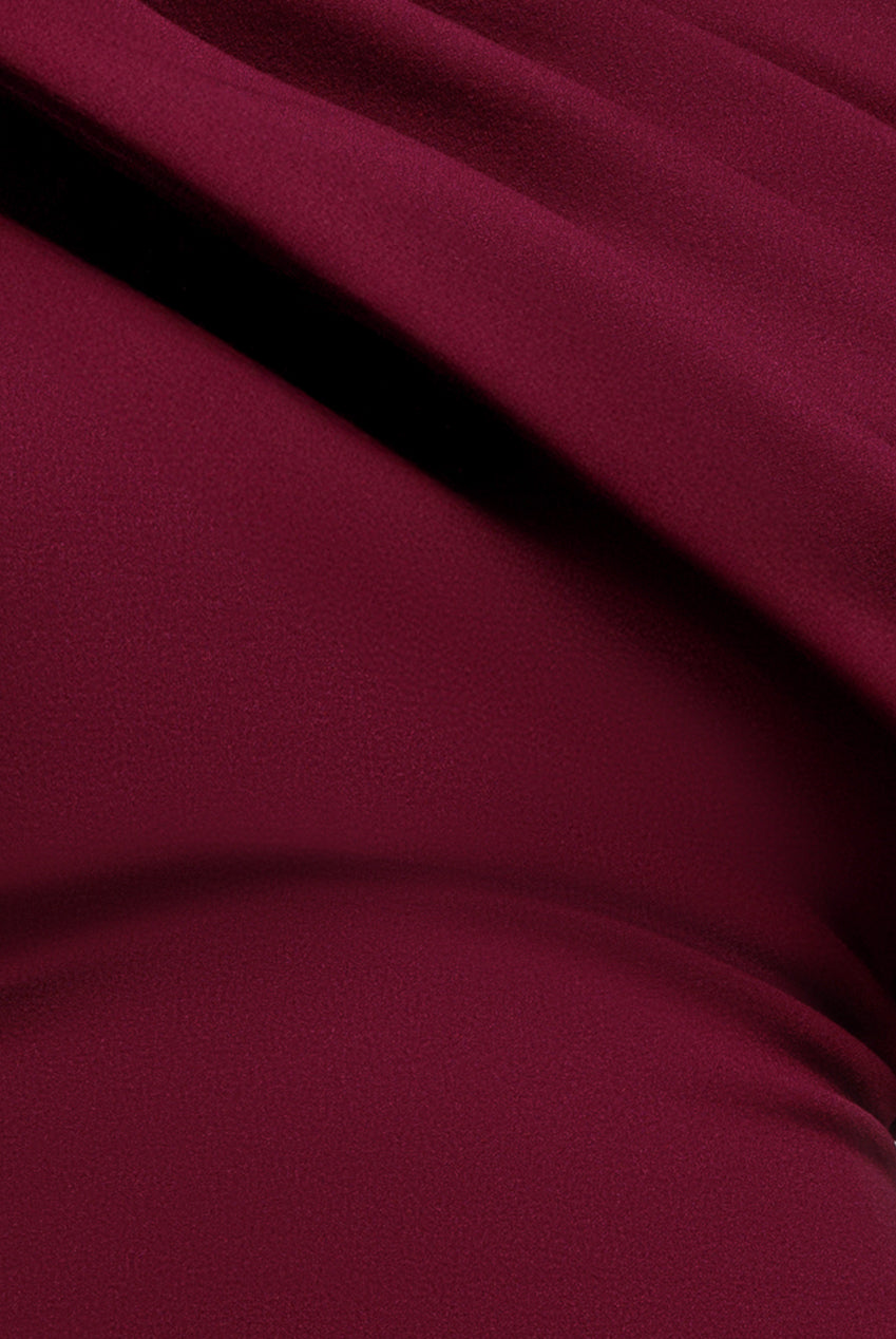 Sash One Shoulder Bardot Maxi Dress - Burgundy DR4830