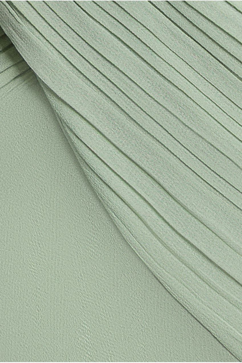 Cross Front Scarf Back Chiffon Mermaid Maxi Dress - Sage Green DR4831