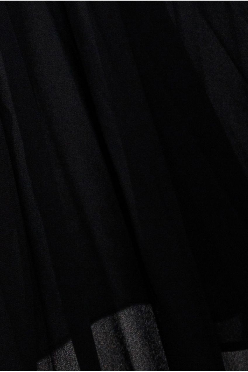 Strapless Maxi Dress With Pleated Chiffon Cape - Black DR4832